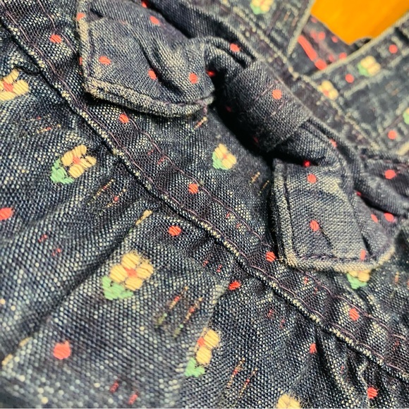 Vintage Osh Kosh B’Gosh Girl’s Embroidered Floral Denim Overall 2T - Union Tag - Picture 7 of 15